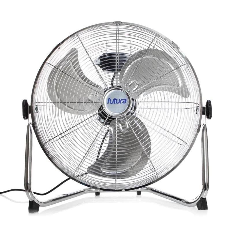 Image of Futura Floor Fan 16" Portable Chrome Fan Adjustable 3 Speed Floor Standing Cooling Fan in Silver Silver Unisex