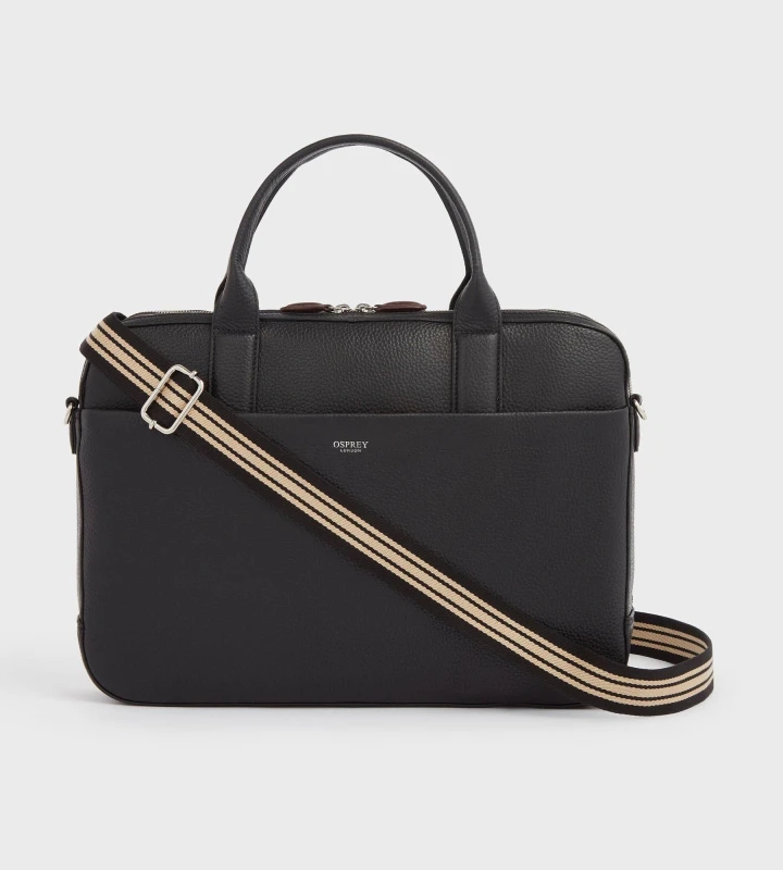 Image of OSPREY LONDON Womens The Chiswick Leather Laptop Bag in Black Female One Size