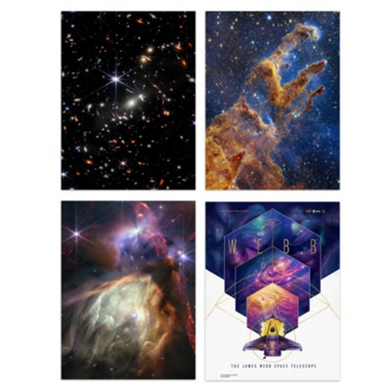 Image of Artery8 Wall Art Print Set Of 4 Nasa James Webb Telescope Images Deep Field Stars Rho Ophiuchi Clouds Pillars Of Creation