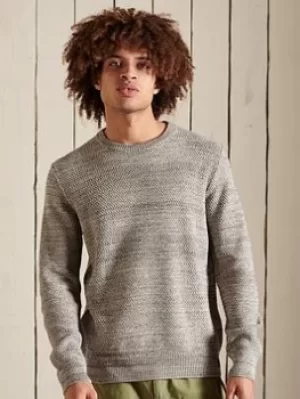 Image of Superdry Textured Twist Crew Knit, Grey, Size 2XL, Men
