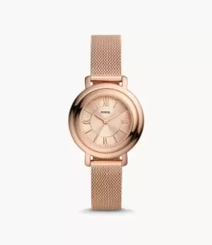 Image of Fossil Women Jacqueline Reversible Three-Hand Rose Gold-Tone Stainless Steel Mesh Watch