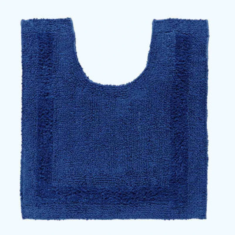 Image of Homescapes Luxury Reversible Cotton Pedestal Mat - Navy Blue