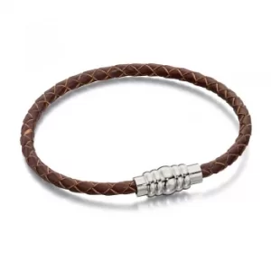 Image of Fred Bennett Mens Brown Leather Magnetic Clasp Bracelet B4727