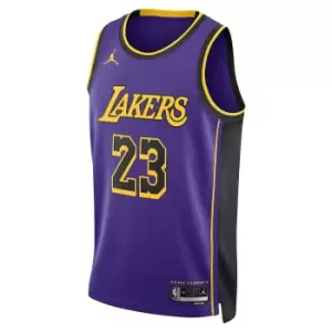 Image of Nike Nba Los Angeles Lakers Dri-fit Statement Swingman Jersey Lebron James, Field Purple/james Lebron 23