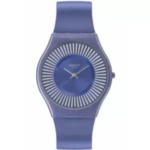 Image of Swatch METRO DECO Blue Silicone Strap Blue Dial Bio-Sourced Case Unisex Watch SS08N110