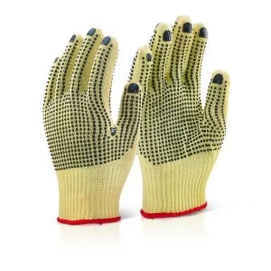 Image of Click KutStop KGMWD Medium Size 8 Kevlar Mediumweight Dotted Protective Gloves Yellow