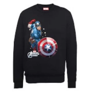 Image of Marvel Avengers Assemble Captain America Comic Burst Sweatshirt - Black