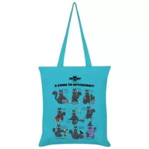 Image of Spooky Cat - A Guide To Witchcraft Tote Bag (One Size) (Azure Blue)