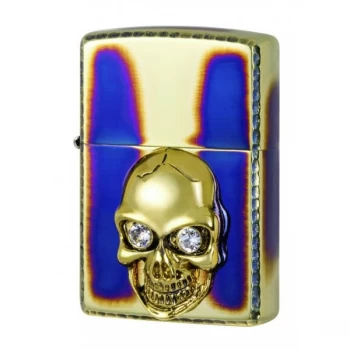 Image of Zippo Metal Skull Emblem High Polish Brass Windproof Lighter