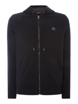 Image of Mens Michael Kors Fleece Zip Up Arm Logo Hoodie Black