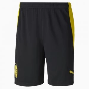 Image of PUMA BVB Replica Mens Football Shorts, Black/Cyber Yellow, size Large, Clothing