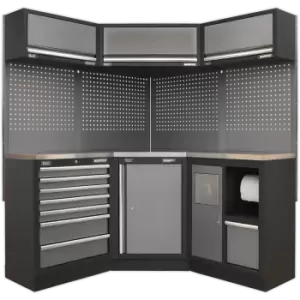 Image of Sealey Superline Pro MSS Stainless Steel Worktop Corner Storage Combo 1570mm 1570mm 2000mm