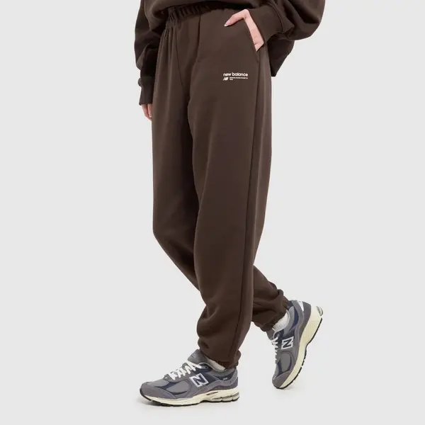 Image of New Balance brushed fleece joggers in dark brown