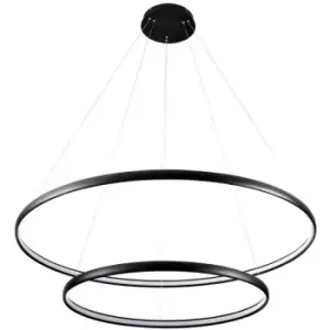 Image of Zumaline Carlo Integrated LED Pendant Ceiling Light, Matt Black, 2 Light, 4000K, 3900lm