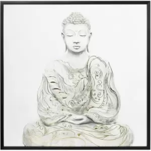 Image of Gold Textured Canvas Wall Art Buddha for Living Room Bedroom, 83x83cm - Multi-Coloured - Homcom
