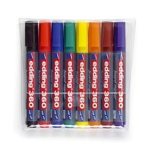 Image of Original Edding 3608S Whiteboard Marker Bullet Tip 1.5 3mm Line Assorted Colours Pack of 8 Whiteboard Markers