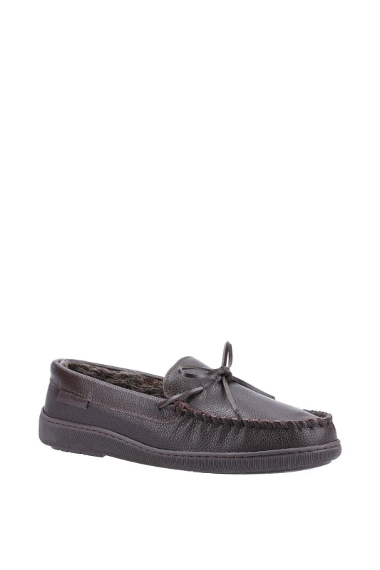Image of Hush Puppies 'Ace' Leather Slippers Brown