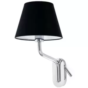 Image of Faro Lighting - Faro Eterna Left Chrome, Black Shade Table Lamp With Reading Light