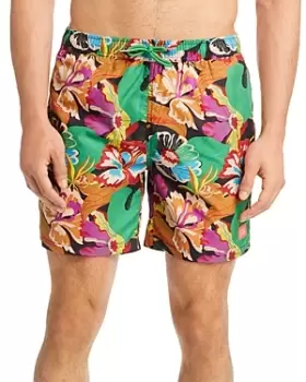 Image of Scotch & Soda Printed Slim Fit Swim Trunks