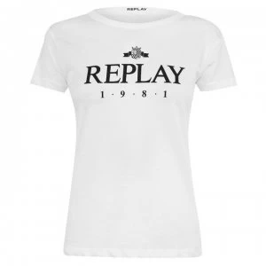 Image of Replay 1981 Logo T Shirt - White 001