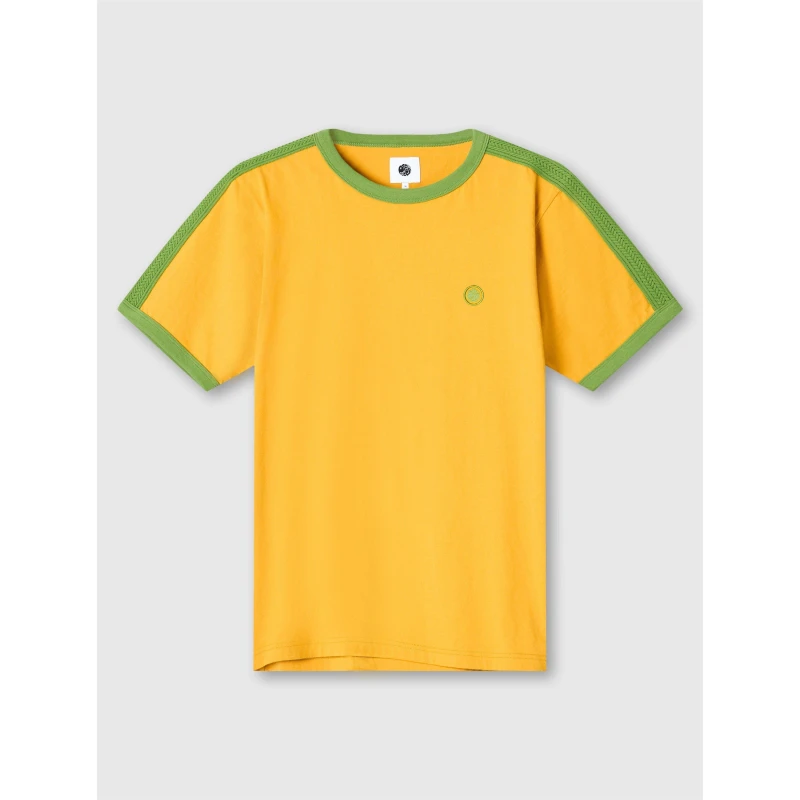 Image of Pretty Green Mens PG Denton Short-Sleeve Regular Fit T-Shirt Yellow male Small