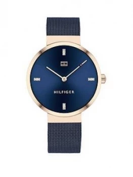 Image of Tommy Hilfiger Liberty Navy Stainless Steel Mesh Navy Sunray Dial Ladies Watch