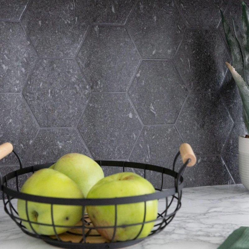 Image of D C Fix 3D Splashback Wallpaper Dark Hexagon Grey unisex 67.5CMX4M