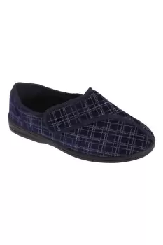 Image of George Touch Fastening Check Velour Slippers