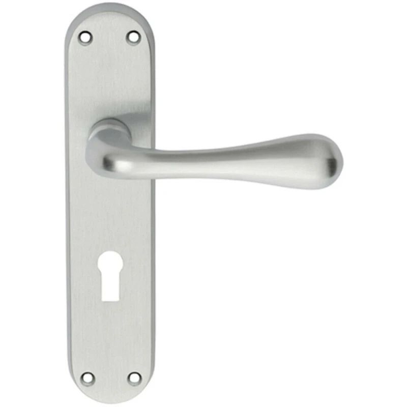 Image of Loops PAIR Smooth Round Bar Handle on Lock Backplate 185 x 40mm Satin Chrome Multi