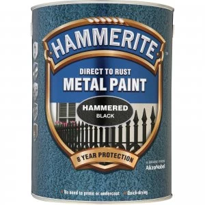 Image of Hammerite Hammered Finish Metal Paint Black 5000ml
