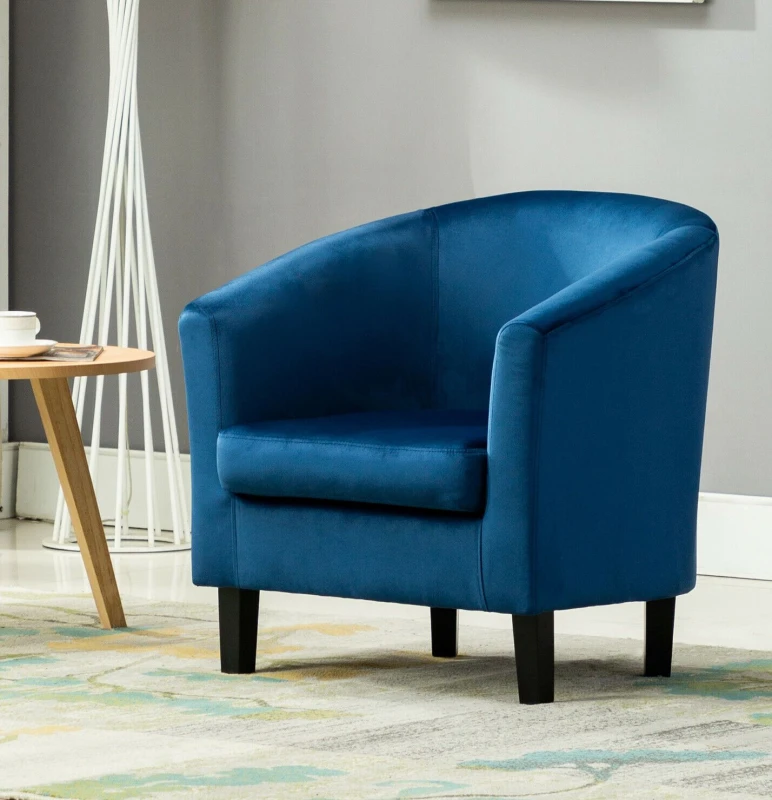 Image of MANOCHOICE Mcc Velvet Fabric Tub Chair Armchair Club Chair for Dining Living Room & Cafe blue TC2011