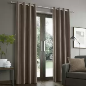 Image of Catherine Lansfield - Faux Suede Lined Eyelet Curtains, Mink, 90 x 90 Inch