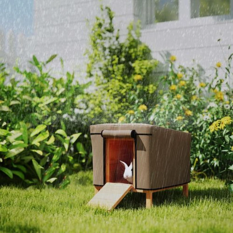 Image of PawHut PawHut Rabbit Hutch Cover, Guinea Pig Hutch Cover for X-D2-0047, Brown