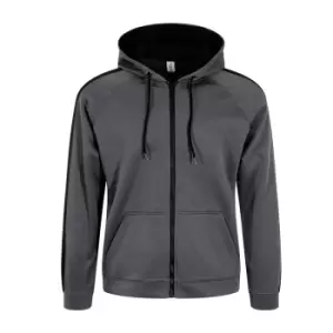Image of AWDis Just Hoods Mens Contrast Sports Polyester Full Zip Hoodie (L) (Steel Grey/Jet Black)