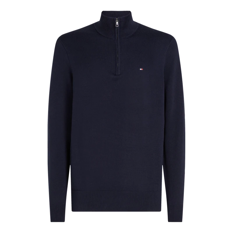 Image of Tommy Hilfiger Jumper with Half Zip-Up Collar Navy Men XL