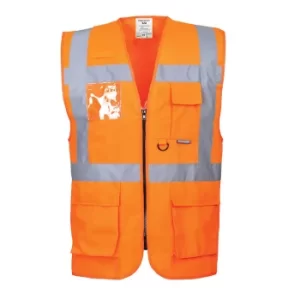 Image of Portwest Berlin Zip Front Class 2 Hi Vis Waistcoat Orange XS