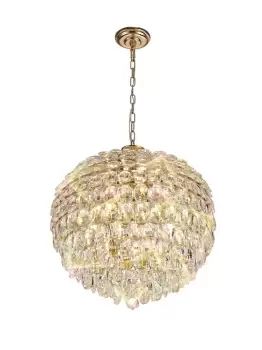 Image of Coniston Ceiling Pendant, 9 Light E14, French Gold, Crystal