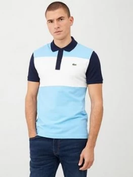 Image of Lacoste Sportswear Colour Block Polo Shirt - Light Blue
