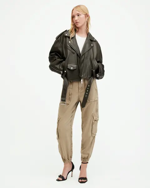 Image of AllSaints Frieda Tencel Tapered Cargo Trousers