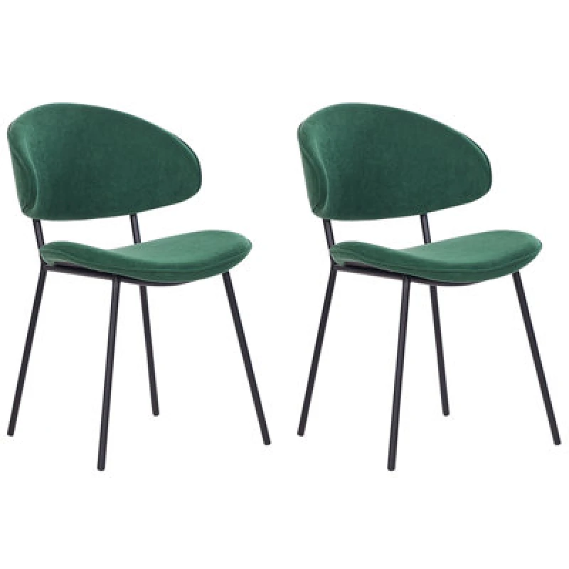 Image of Beliani Set Of 2 Dining Chairs Kiana Dark Green