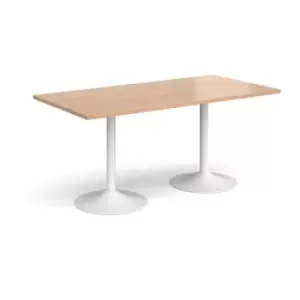 Image of Genoa rectangular dining table with white trumpet base 1600mm x 800mm - beech