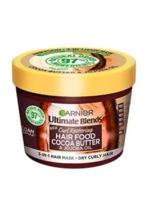 Image of Garnier Ultimate Blends Hair Mask for Dry, Curly Hair (Cocoa Butter Hair Food), One Colour, Women