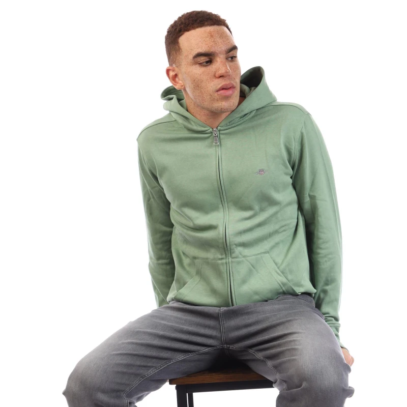 Image of Gant Shield Logo Zip Hoodie Green male M