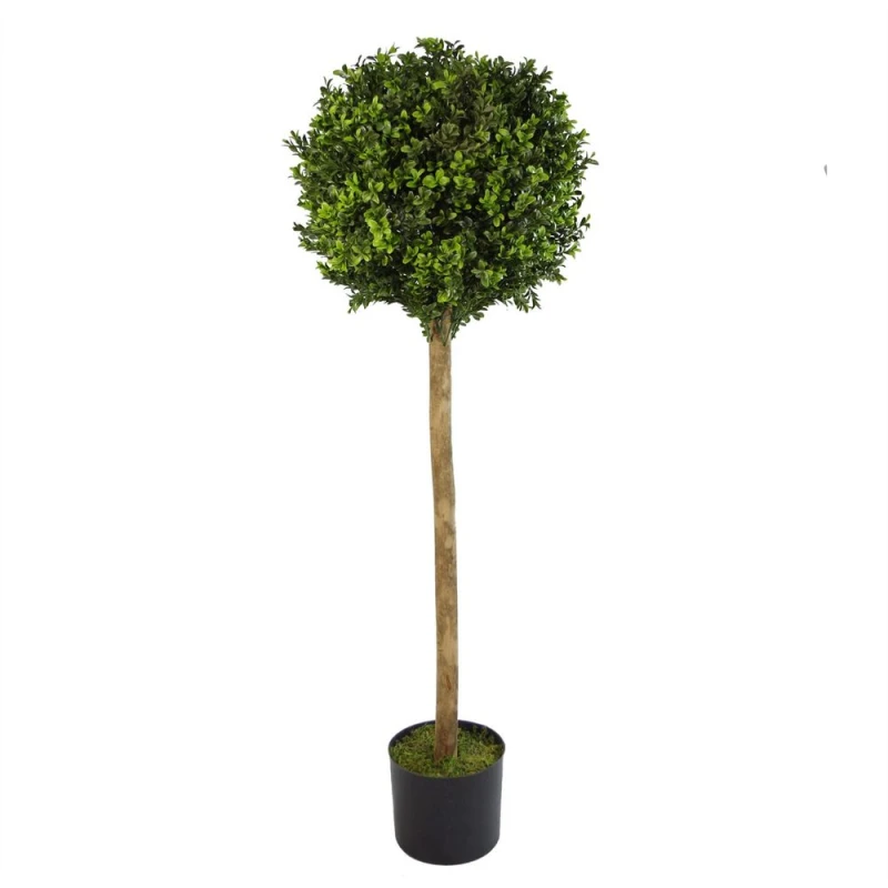 Image of Leaf Artificial Boxwood Buxus Ball Topiary Tree 120cm 4ft Real Wood Trunk Realistic Botanik Green