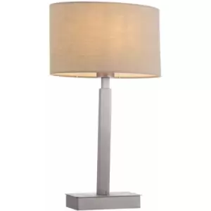 Image of Table Lamp Matt Nickel Plate & Taupe Fabric 60W E27 Base & Shade e10461