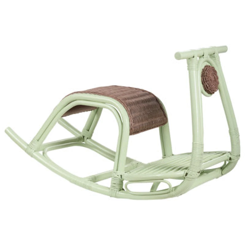 Image of Beliani Kids Rocking Chair Aspria Rattan Light Green