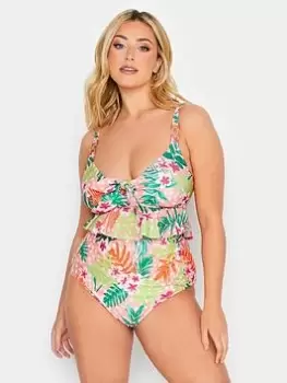 Image of Yours Bali Floral Knot Front Bikini Top, Orange, Size 28, Women