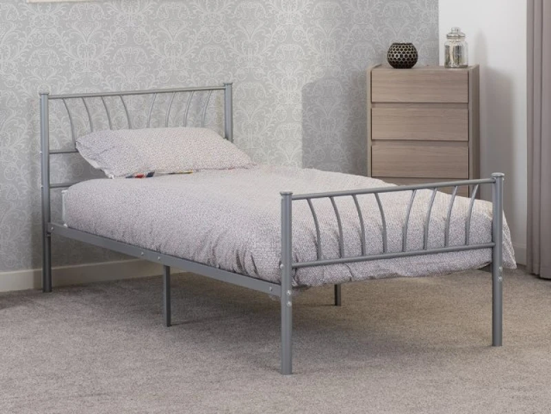 Image of Seconique Harlow 3ft Single Silver Metal Bed Frame