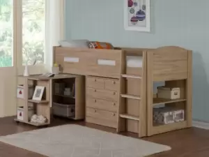 Image of Flintshire Frankie 3ft Single Oak Wooden Mid-Sleeper Bed Frame