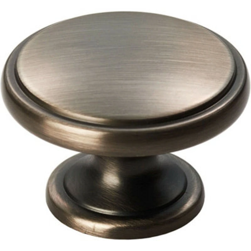 Image of Loops Ring Domed Cupboard Door Knob 38.5mm Diameter Gun Metal Cabinet Handle Multi unisex